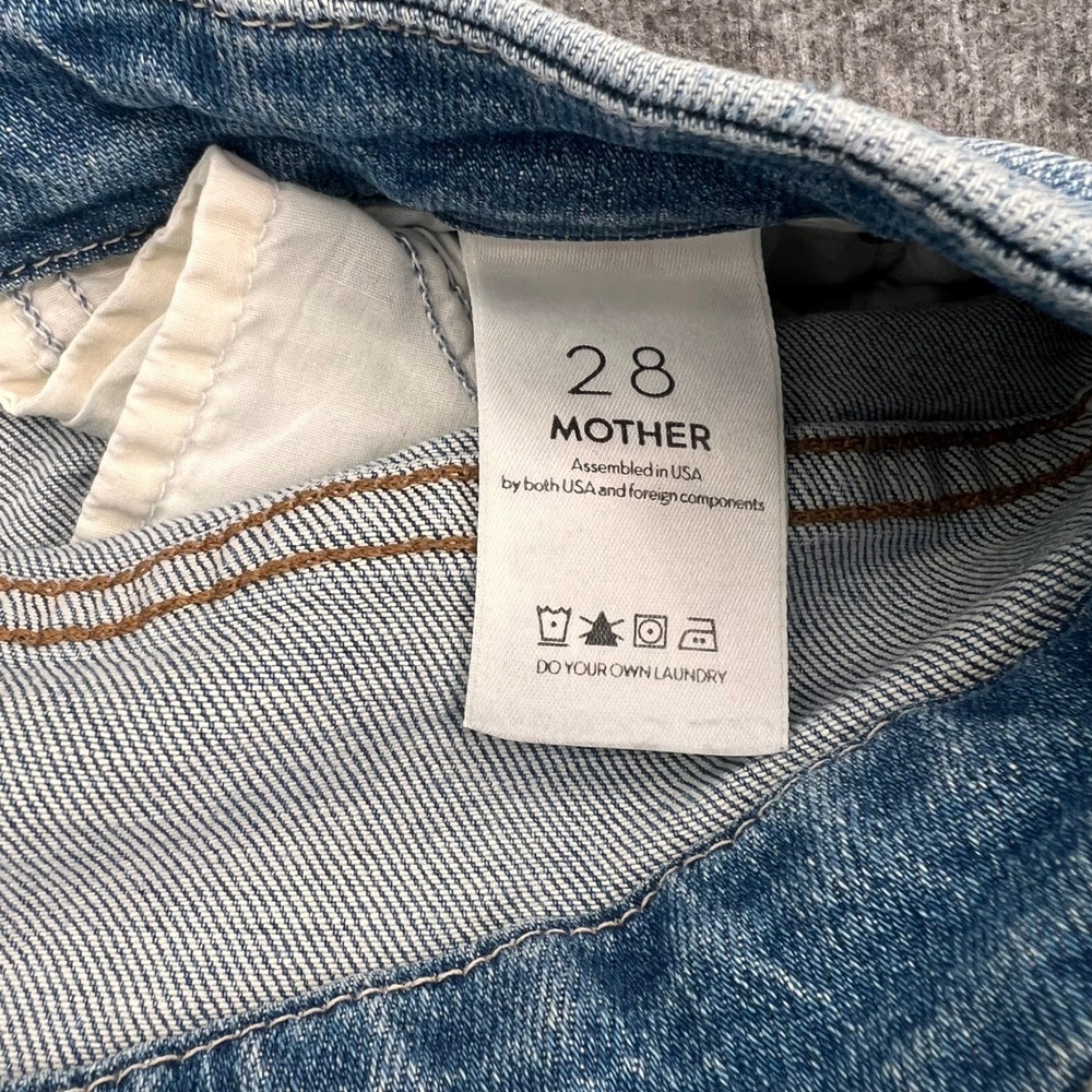 Mother The Looker High Rise Skinny Crop Distressed Frayed Hem Blue Jeans Size 28 - Picture 9 of 14